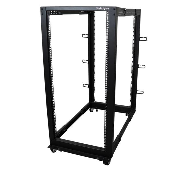 StarTech 25U Open Server Rack Kast - Instelbare Diepte, Zwenkwielen en Kabelhaken