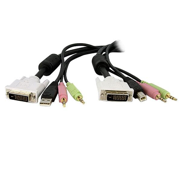 StarTech 3m 4in1 USB DualLink DVID KVMswitch Kabel met Audio en