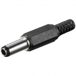 Soldeerbare DC plug 2,5 x 5,5 (14mm lang) met knikbeschermer