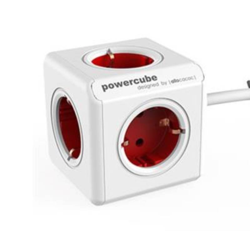 Allocacoc PowerCube extended - 5x Schuko - 3 meter kabel - Wit/Rood 31900beb9dc891828cf1d0dddfc53e9b