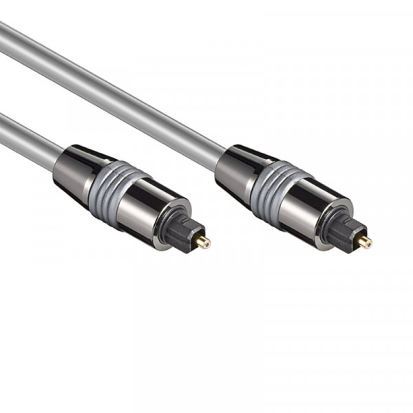 Optische Toslink Kabel - 6mm dik - Metalen Connectors - Verguld - 1,5 meter - Zilver