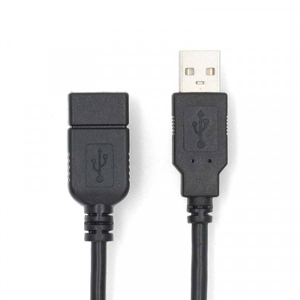 USB-A 2.0 Verlengkabel - 2 meter - Zwart