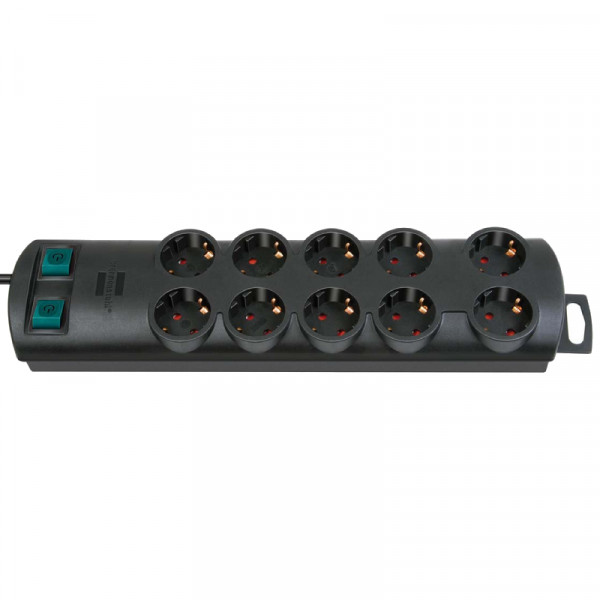 Brennenstuhl 10-voudige Stekkerdoos - Dubbele schakelaar - 3500W - 2 meter - Zwart