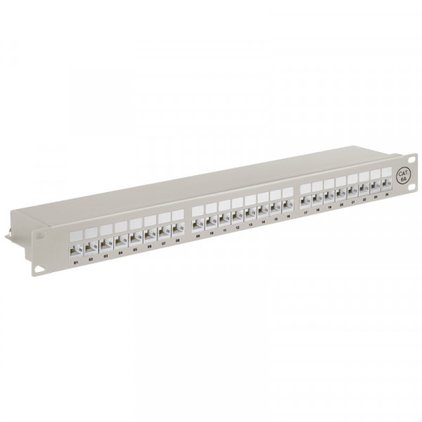 24-poorts Cat6a Patchpaneel - STP Afgeschermd - 1U - Grijs