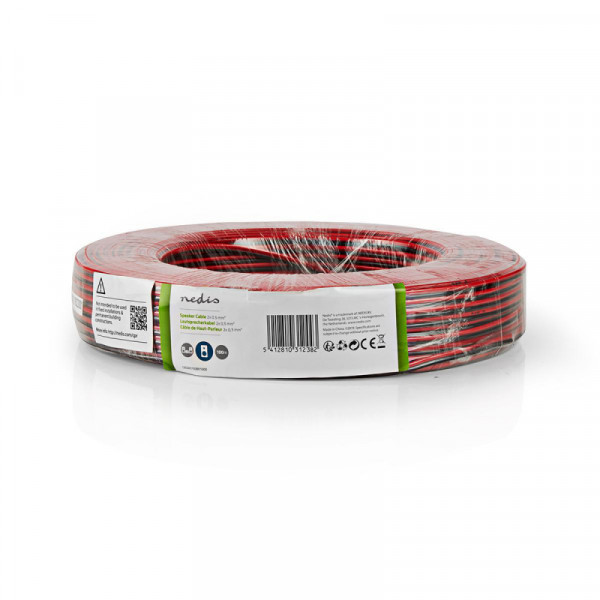 Luidsprekerkabel CCA 2 x 0,5mm2 - Zwart/Rood - 100 meter