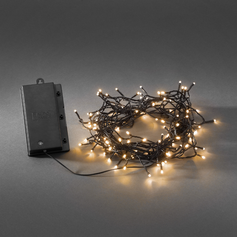 Handschrift vermogen opbouwen Konstsmide LED Lichtsnoer op batterij - Amber - 11,9 meter - 120 LED's -  IP44 - Zwart
