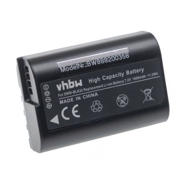 Accu voor Panasonic DMW-BLK22, DMW-BLK22GK - 7,2V - 1600mAh - Zwart