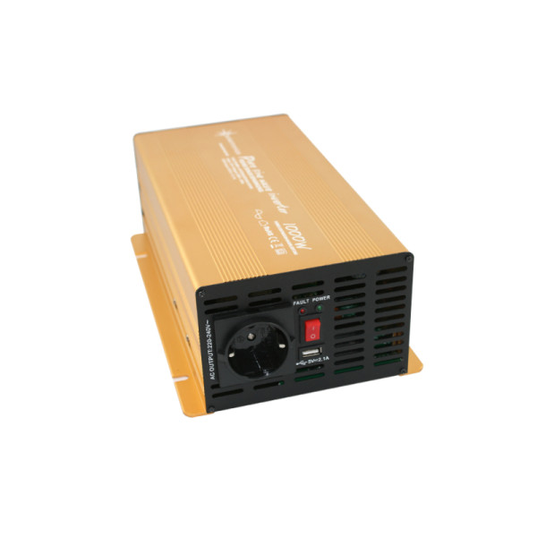 12V naar 230V Zuivere Sinus Spanningsomvormer - 1000W - Goud