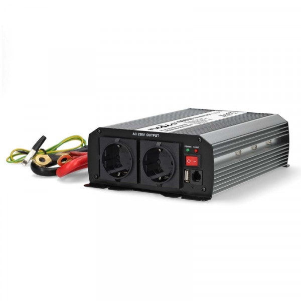 12V naar 230V Gemodificeerde Sinus Spanningsomvormer - 1000W - Zilver
