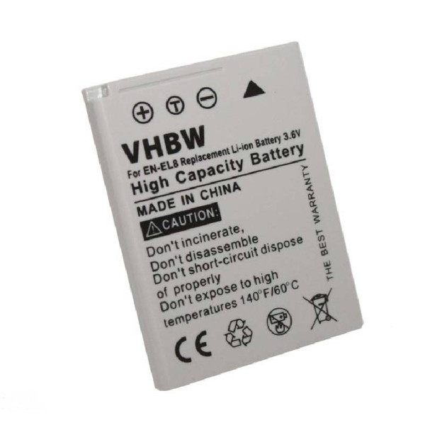 Accu voor Nikon EN-EL8 - 3,6V - 600mAh - Grijs