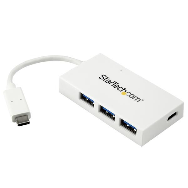 StarTech 4 poorts USB-C hub - USB-C naar 1x USB-C en 3x USB-A - USB 3.0 hub - wit