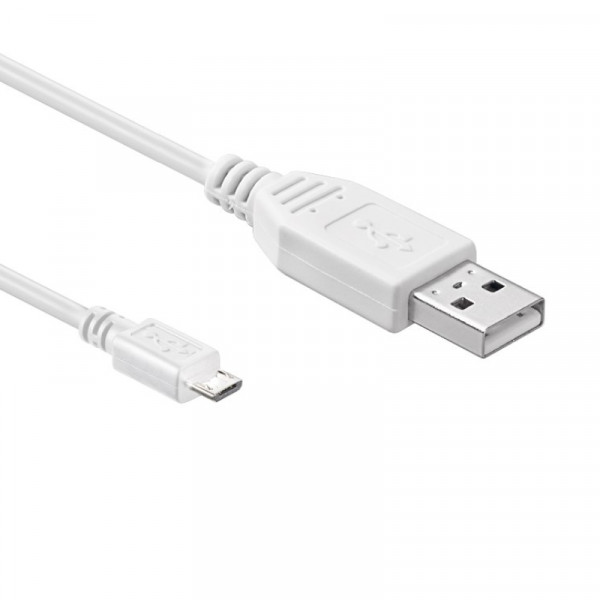 USB-A naar Micro USB-B Kabel - USB 2.0 - 3 meter - Wit