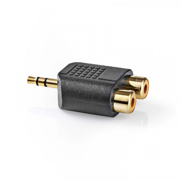 Stereo Tulp (v) - 3,5mm Stereo Jack (m) Adapter - Verguld - Zwart