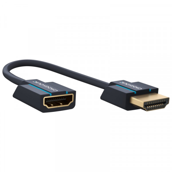 Clicktronic HDMI 2.0 Verlengkabel - 4K 60Hz - Verguld - 0,1 meter - Zwart