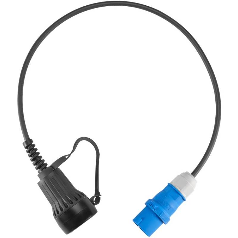 Type 2 EV - Met CEE Oplaadadapter - Voor Universeel Oplaadstation - Tot 3,7 kW - 0,95 meter - Zwart