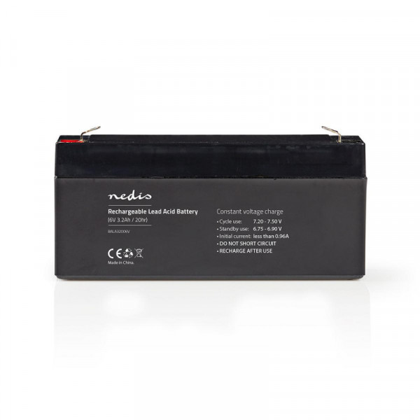 Loodaccu - 6V - 3200 mAh - 134 x 35 x 61 mm - Zwart