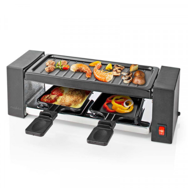 Gourmetstel - 2 personen - Inclusief 2 grillpannetjes - Rechthoekig - 400W - Zwart