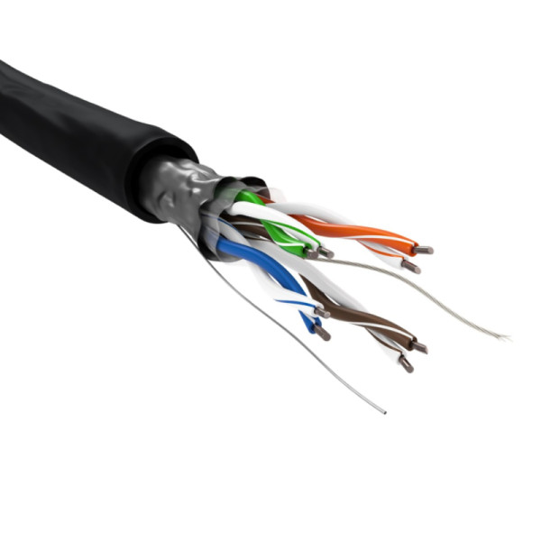 FTP CAT5e Gigabit Netwerkkabel - CCA - 24AWG - Stug - Outdoor - 100 meter - Zwart