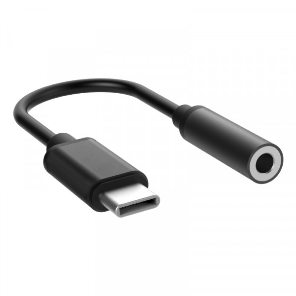 USB-C (m) naar 3.5mm Stereo Jack (v) Adapterkabel - Actief, Met DAC - 0,1 meter - Zwart