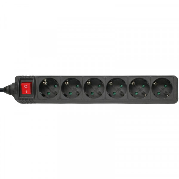 InLine 6-voudige Stekkerdoos - Met Schakelaar en Kinderbeveiliging- 3500W - 3 meter - Zwart
