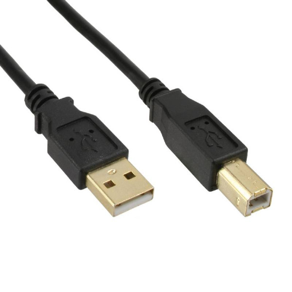 USB-A naar USB-B Aansluitkabel - USB 2.0 - Verguld - 10 meter - Zwart