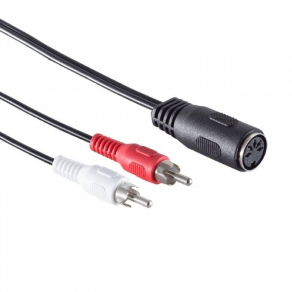 5-pin DIN (v) - Stereo Tulp (m) Kabel - 0,2 meter - Zwart