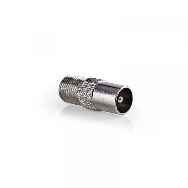 Antenne Adapter Coax Male (IEC) - F-Connector Female Zilver