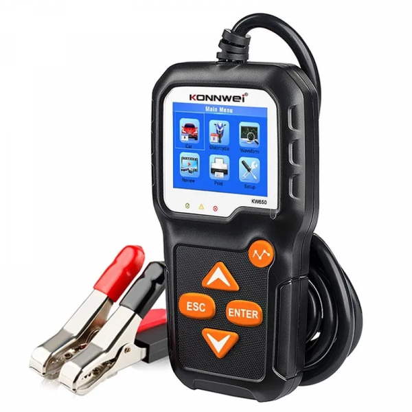 Accutester voor diverse Accu's - 6 en 12V - AGM, EFB, Gel en Lood - Met datalogger - Zwart