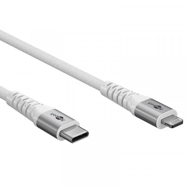 USB-C naar Lightning Kabel - 60W PD - Soft Nylon Sleeve - 3 meter - Wit