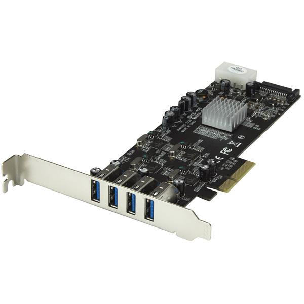 StarTech 4-poorts PCI Express Kaart - USB 3.0 - 4x 5 Gbp/s Kanaal - UASP - SATA/LP4-voeding