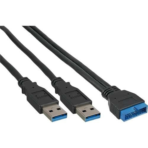 InLine USB 3.0 adapter kabel 19p - 2x USB-A 0.4m