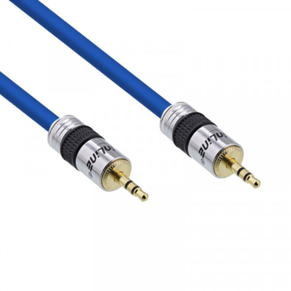 3,5mm Stereo Jack Kabel - Verguld - Premium - 2 meter - Blauw