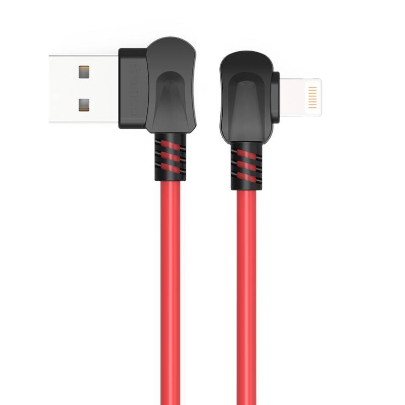 Kreek violist houder Orico Haakse USB-A naar Haakse Lightning Kabel - Nylon Sleeve - 1 meter -  Rood