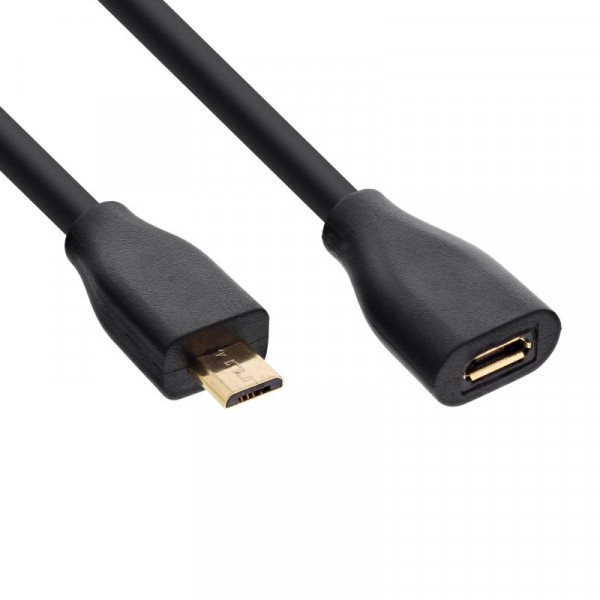 Micro USB-B Verlengkabel - USB 2.0 - 5 meter - Zwart