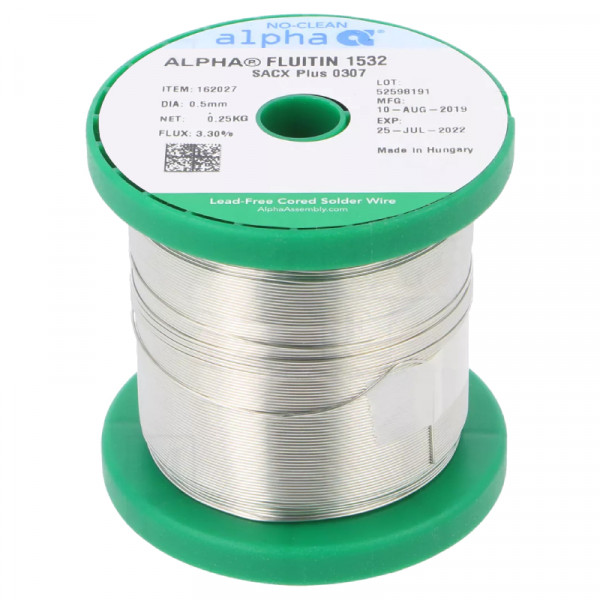 Fluitin 99/1 Soldeertin - 0,5mm - Loodvrij SAC0307 - Met Flux - 250 gram