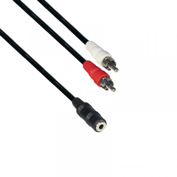 3,5mm Stereo Jack (v) - Stereo Tulp (m) Kabel - 0,2 meter - Zwart