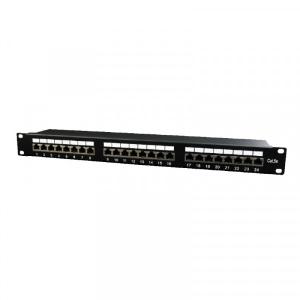 24-poorts Cat5e Patchpaneel - STP Afgeschermd - 1U - Zwart