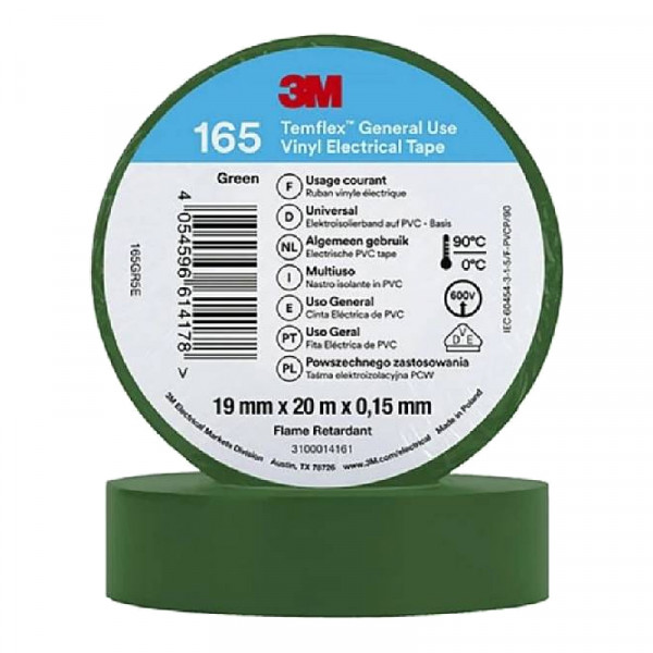 3M Isolatie Tape - 19mm breed - 0,152mm dik - 20 meter - Groen