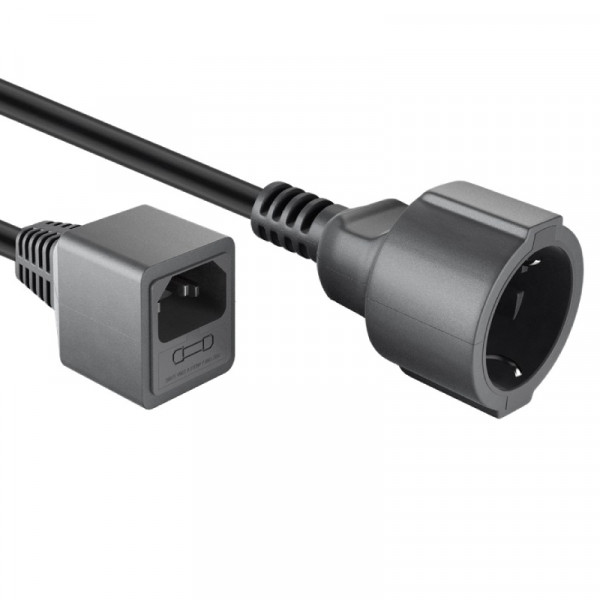 C14 - Schuko UPS Stroomkabel - Geaard - 3 x 1mm2 - Pro - 0,2 meter - Zwart