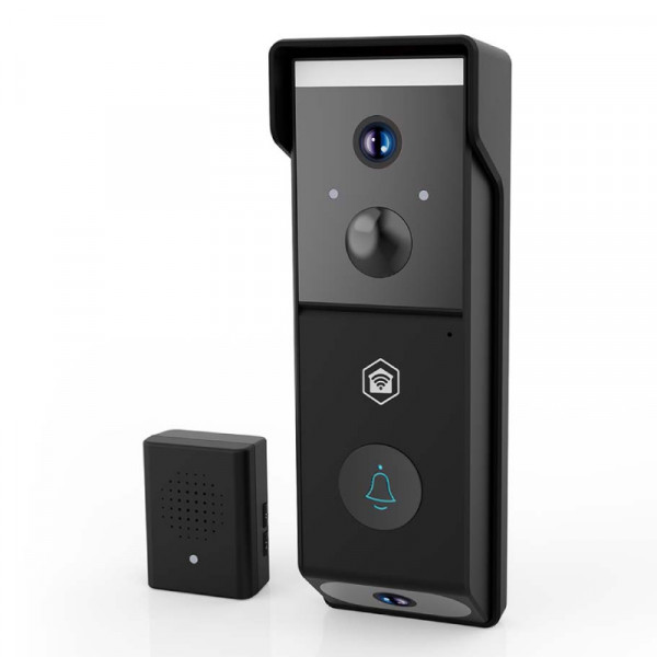 Slimme Wifi Videodeurbel - 2x Full HD - Met Nachtzicht - Cloud en SD opslag - Op batterij - Zwart