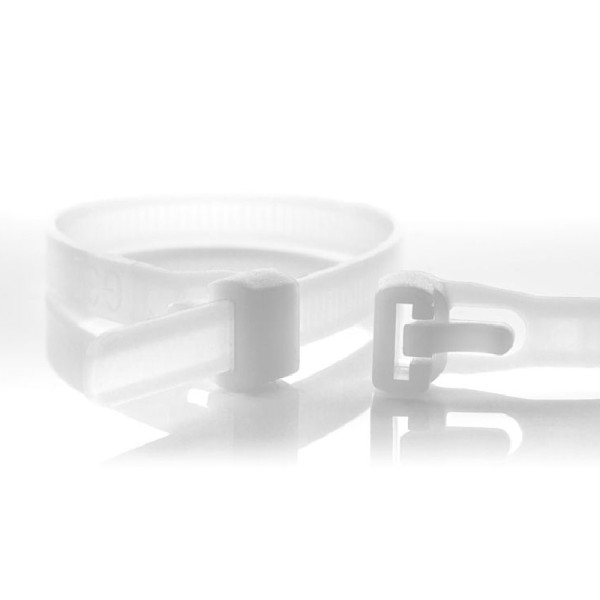 Hersluitbare Kabelbinders - 370 x 7,6mm - Trekkracht tot 22,2kg - 100 stuks - Transparant
