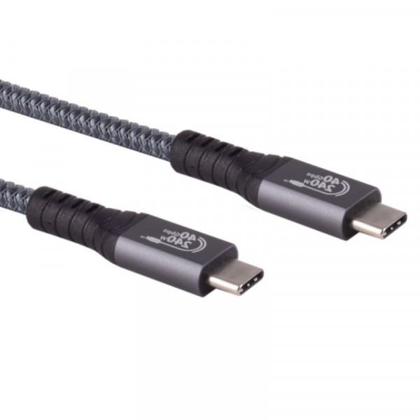 USB-C Kabel - USB 4 Gen 2x2 - 240W laden - 0,25 meter - Zwart