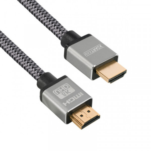 HDMI 2.1 Kabel - 8K 60Hz - Nylon Sleeve - Verguld - 1 meter - Zilver