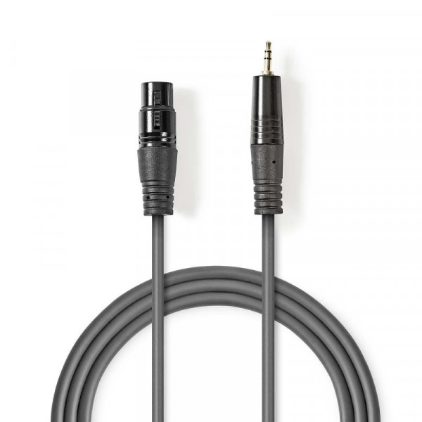 XLR 3-pin (v) - 3,5mm Stereo Jack (m) Kabel - 1 meter - Antraciet