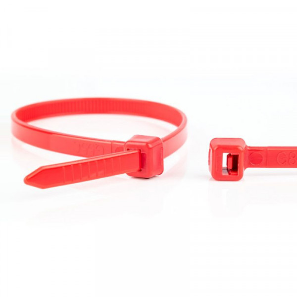 Kabelbinders - 150 x 7,6mm - Trekkracht tot 54,4kg - 100 stuks - Rood