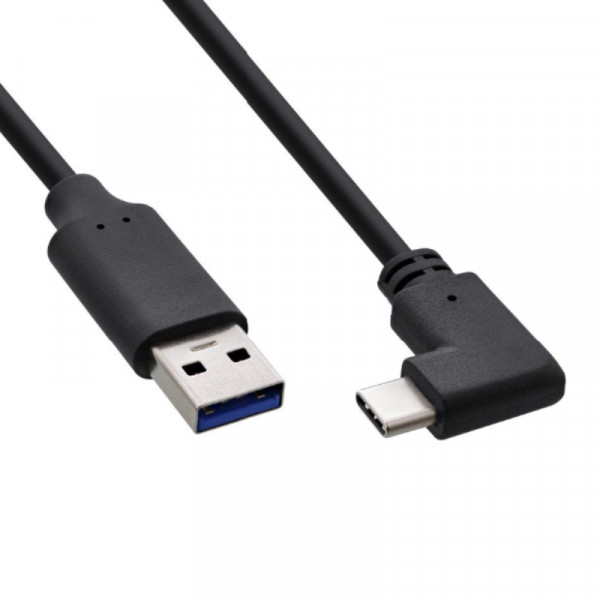 USB-A naar Haakse USB-C Kabel - USB 3.2 Gen 2 - 1 meter - Zwart
