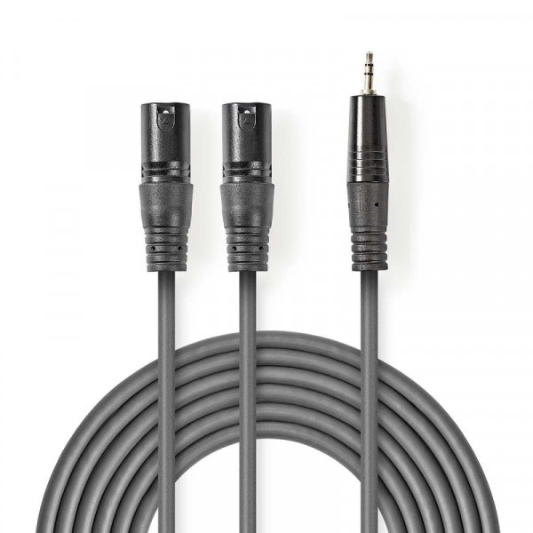 2x XLR 3-pin (m) - 3,5mm Stereo Jack (m) Kabel - 1,5 meter - Antraciet