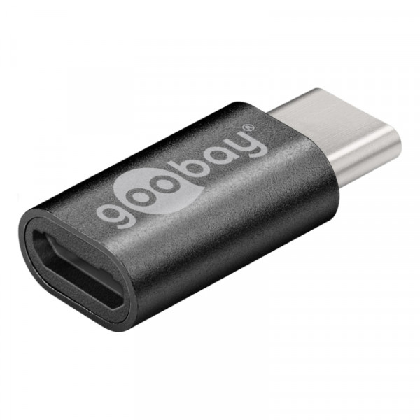 USB Micro-B (v) naar USB-C (m) Adapter - USB 2.0 - Zwart