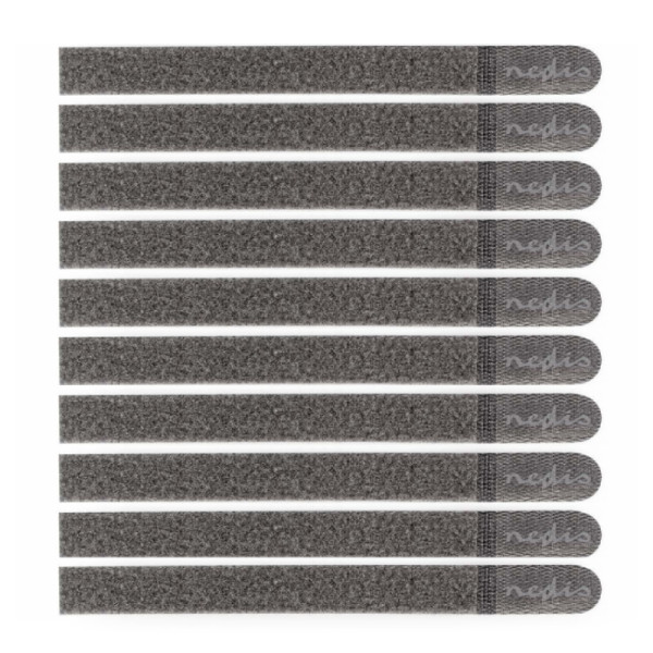Klittenband kabelbinders - 20 mm breed - 25 cm lang - 10 stuks - Zwart
