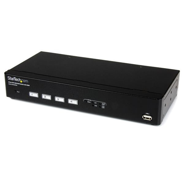 StarTech 4-poorts USB DVI KVM-switch met DDM-snelschakeltechnologie en kabels
